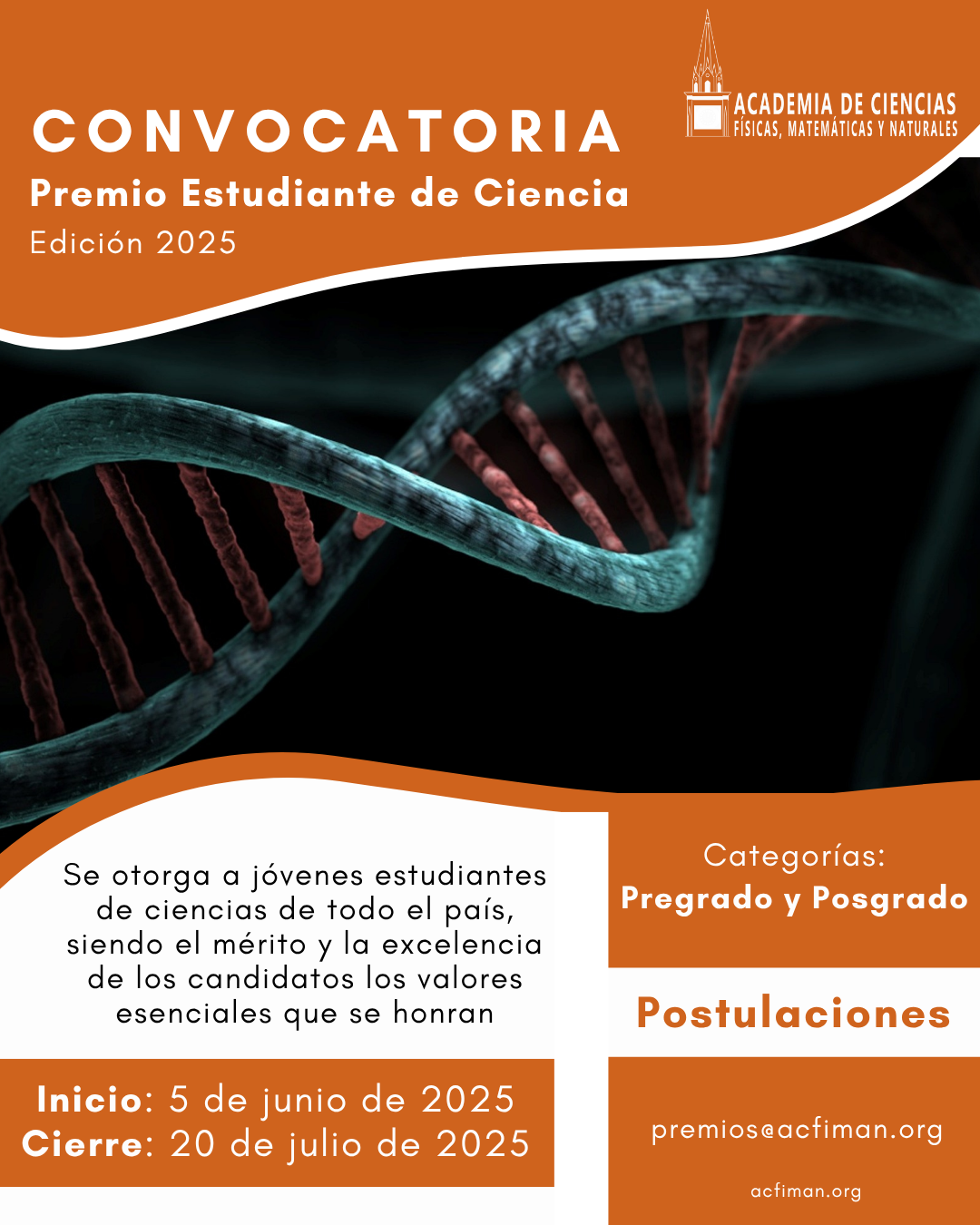 ACFIMAN anuncia la convocatoria del Premio Estudiante de Ciencia 2025