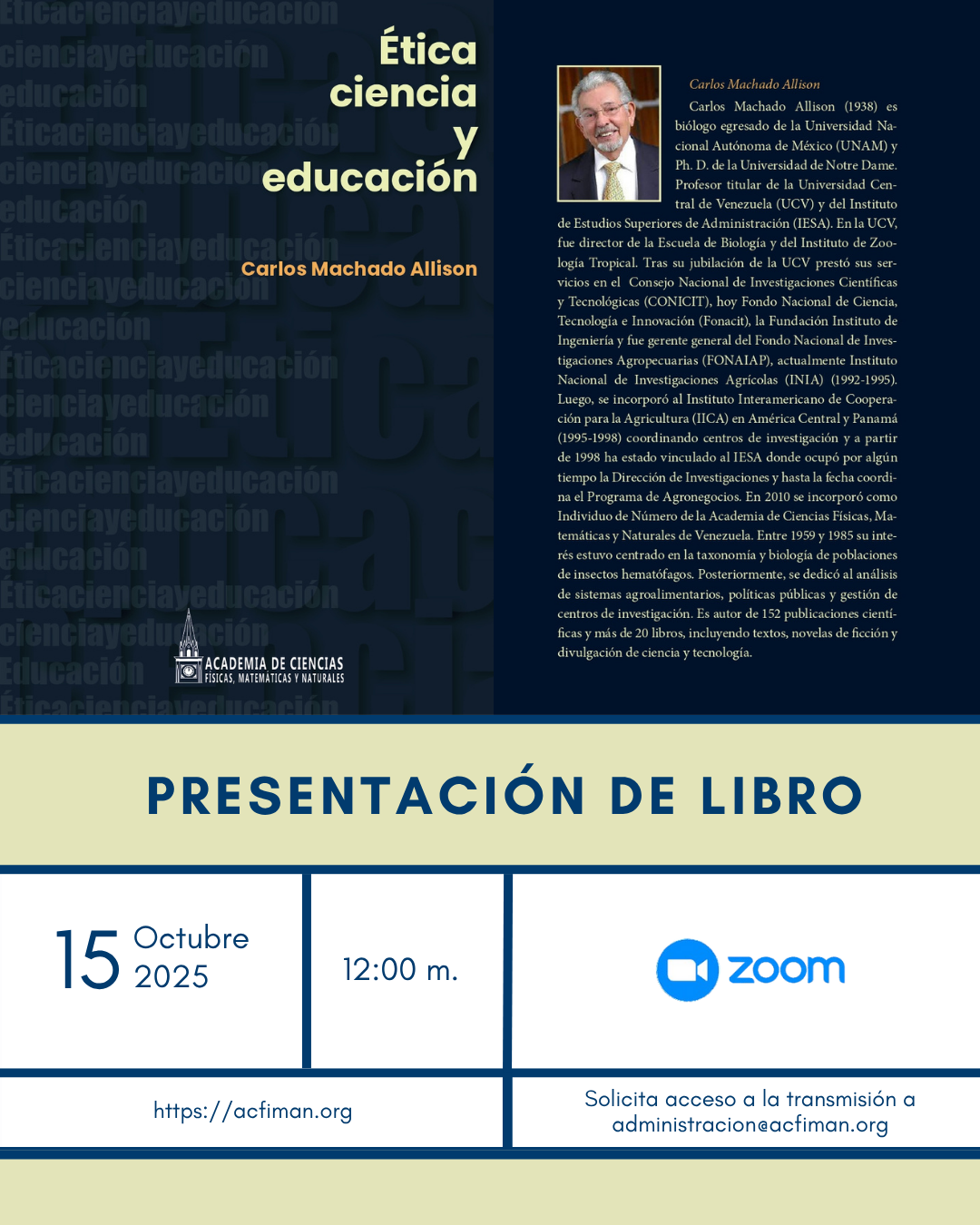 “Ética, ciencia y educación”, nuevo libro de ACFIMAN