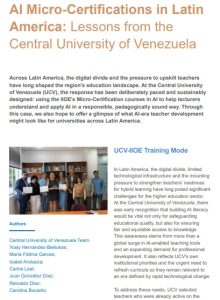 Proyecto de Fortalecimiento de Competencias Tecnopedagógicas en Tecnologías Emergentes en Docentes de la UCV, con el auspicio de UNESCO-ICHEI