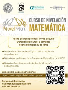 Curso de Nivelación en Matemática dirigido a bachilleres y estudiantes del último año de educación media
