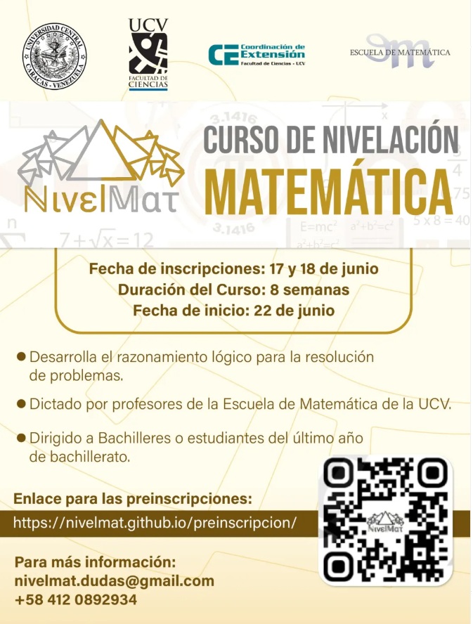 Curso de Nivelación en Matemática dirigido a bachilleres y estudiantes del último año de educación media