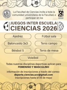 La Facultad de Ciencias invita a los Juegos Interescuela 2026