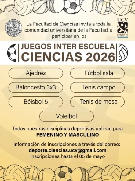 La Facultad de Ciencias invita a los Juegos Interescuela 2026