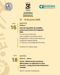 Agenda Semanal de la Facultad de Ciencias del 15 al 19 de junio de 2026