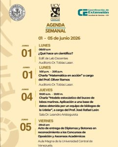 Agenda Semanal de la Facultad de Ciencias del 1 al 5 de junio de 2026
