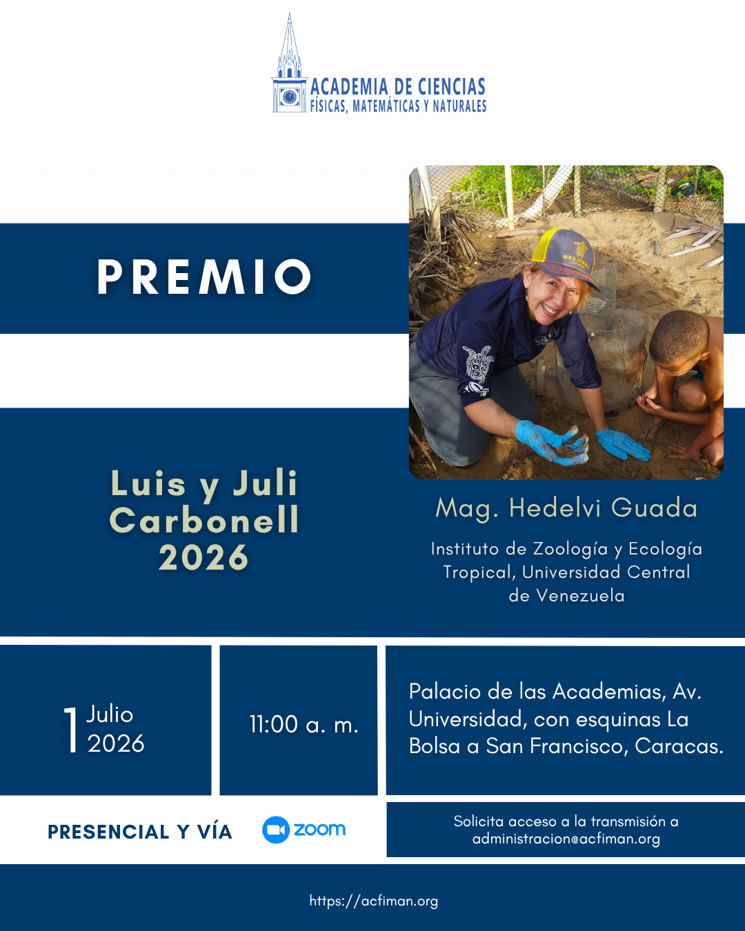 Experta en tortugas marinas gana Premio Luis y Juli Carbonell 2026 de la ACFIMAN