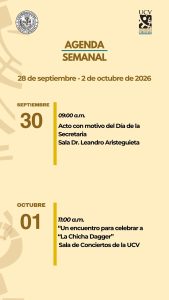 Agenda semanal de la Facultad de Ciencias del 28 de septiembre al 2 de octubre de 2026