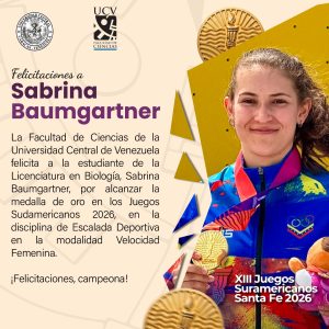 La Facultad de Ciencias felicita a Sabrina Baumgartner por obtener medalla de oro en los Juegos Suramericanos Santa Fe 2026