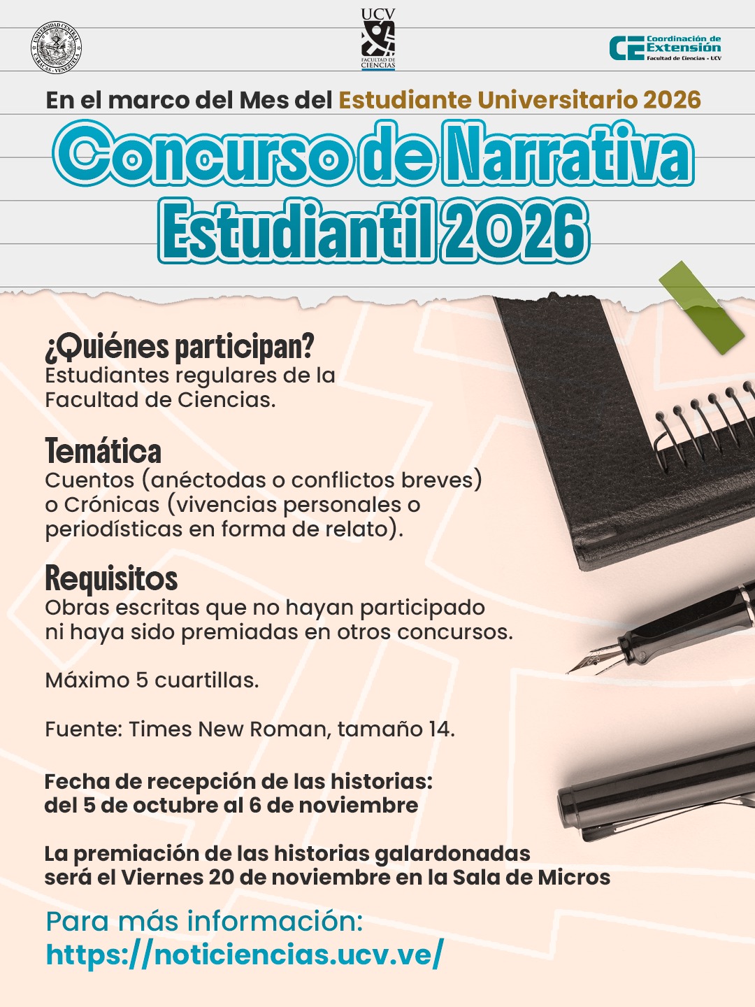 Participa en nuestro Concurso de Narrativa en el Mes del Estudiante 2026